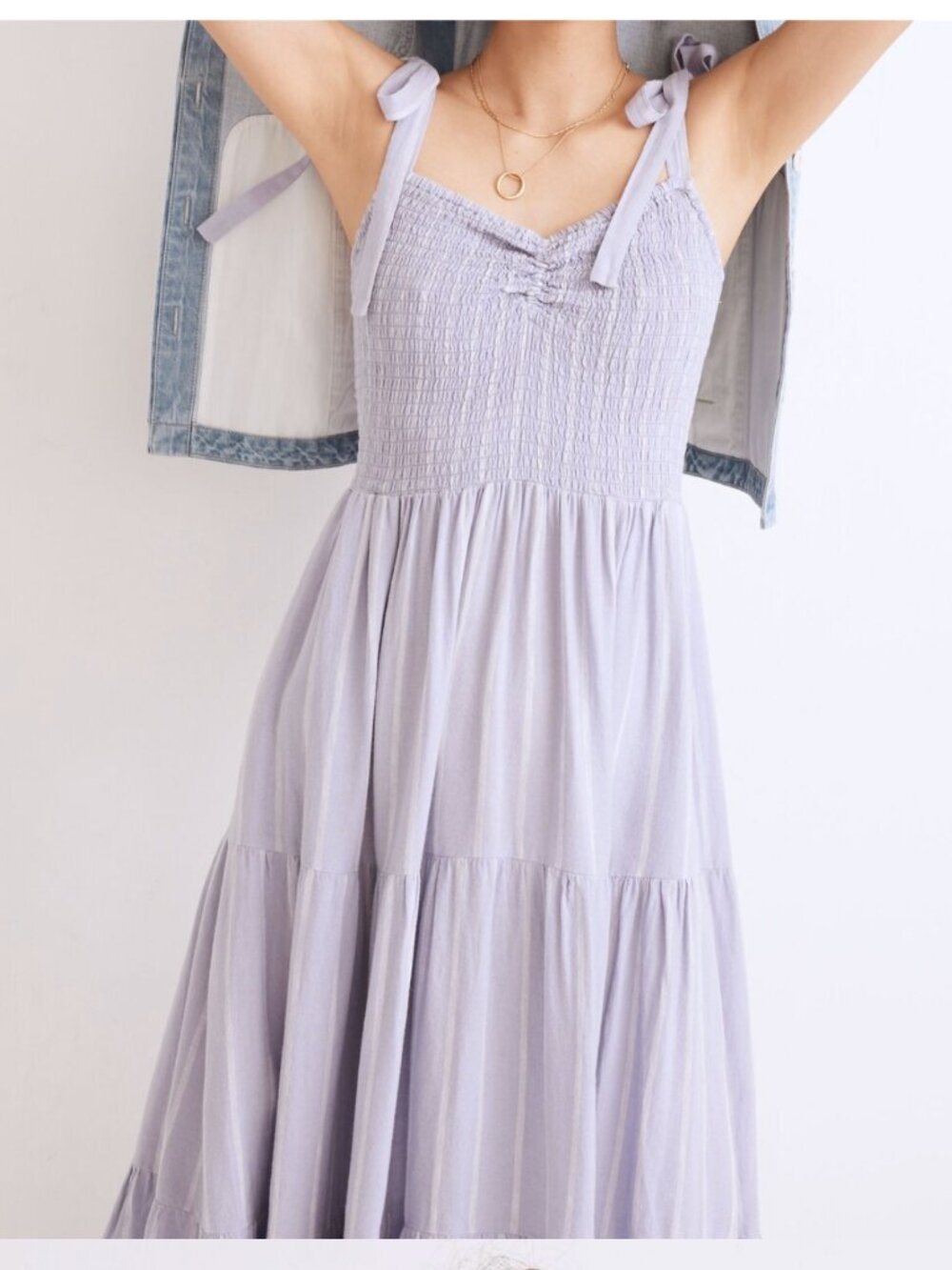 MADEWELL Linen-Blend Lucie Tie-Strap Tiered Midi Dress - Size XL